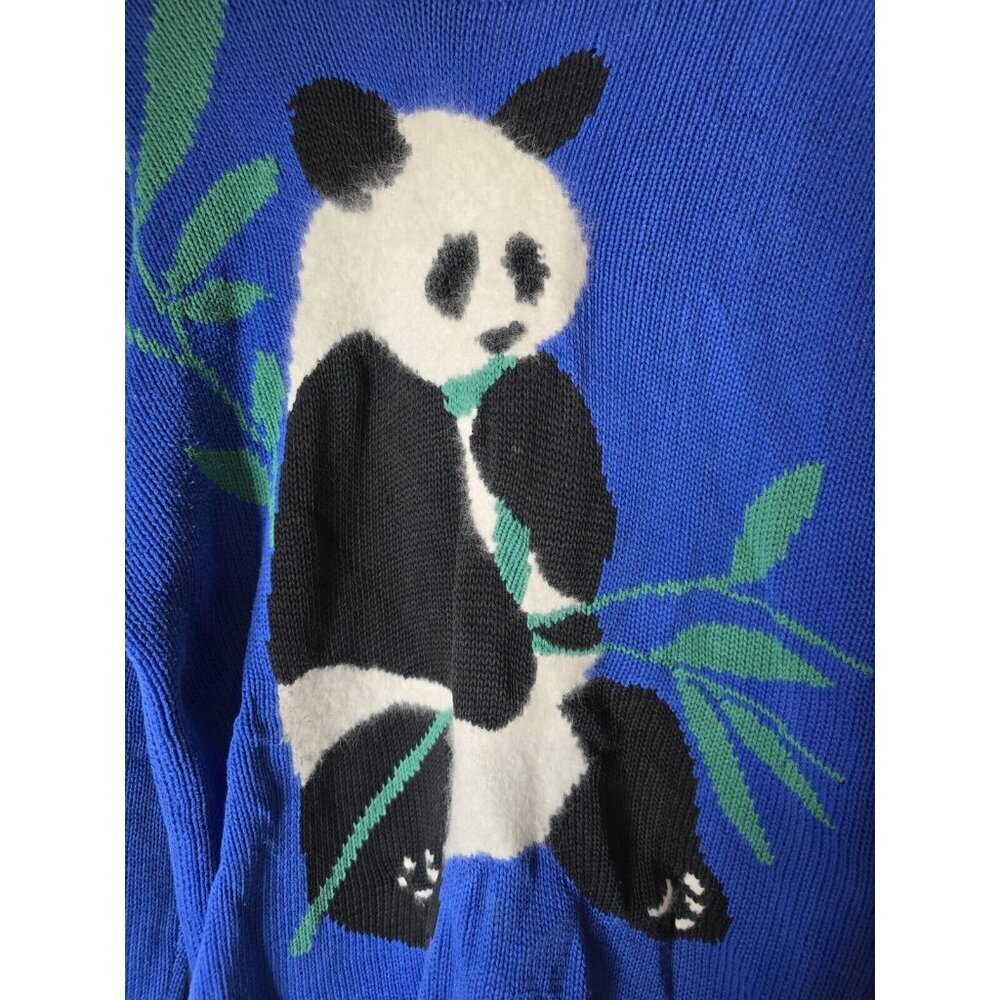 Vintage 90’s panda Cotton blue sweater- Unisex- Fits Like A Large - Picture 2 of 13